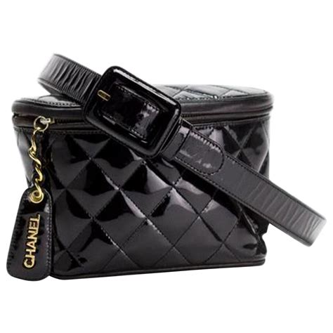 chanel black quilted patent leather bag|Waist bags .